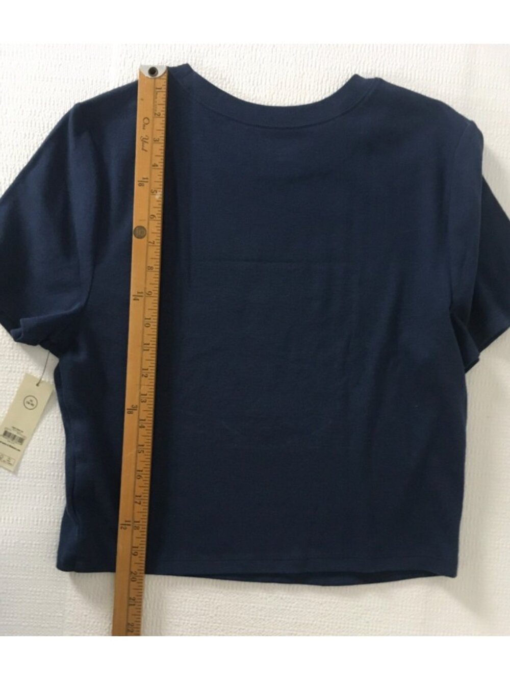 No Boundaries Top Women Size XL Blue Cropped Tee Short Sleeves Round Neck New - Picture 11 of 15